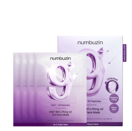 Numbuzin 9号 NAD+ Bio 提拉紧致 sil 饱满面部面膜 4片