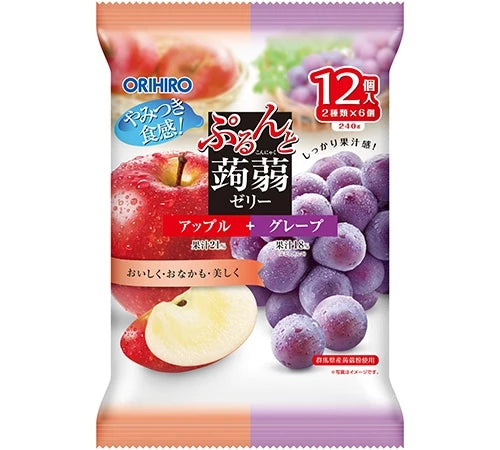 ORIHIRO 蒟蒻果冻 苹果&葡萄味 12个入（箱规：12）
