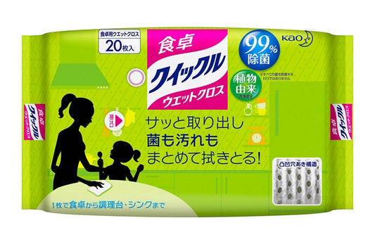 Kao Table Toy Cleaning and Sterilizing Wipes Green Tea Fragrance 20 Pieces