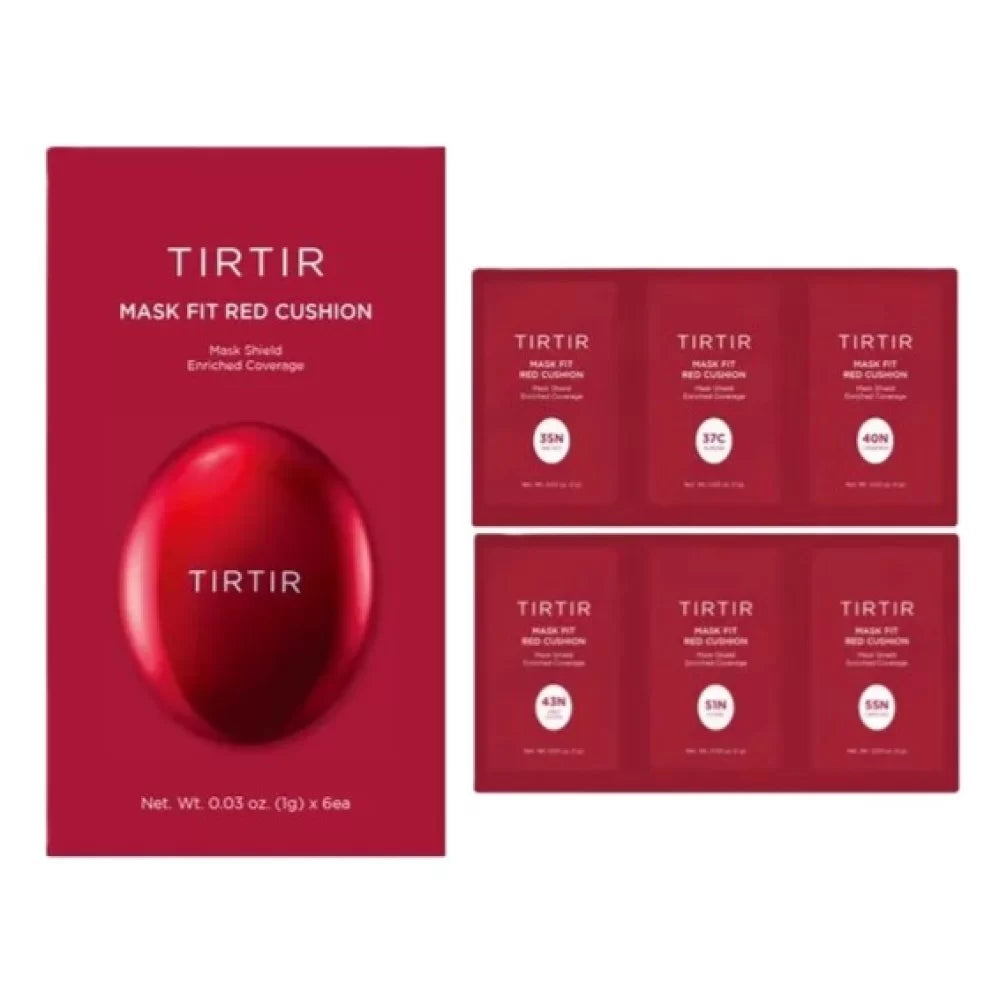 TIRTIR 红气垫粉底液 6色试用装 Medium 中等色号组 1g×6片