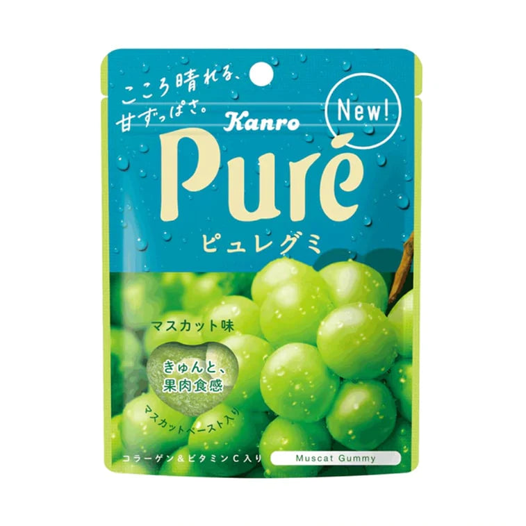 KANRO甘乐 Pure心形果汁酸甜软糖 青葡萄味 56g（6袋）（26.05）